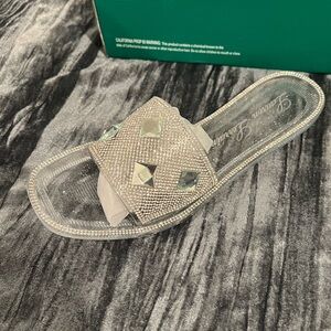 Elegant Silver Slide Sandals by Lauren Lorraine